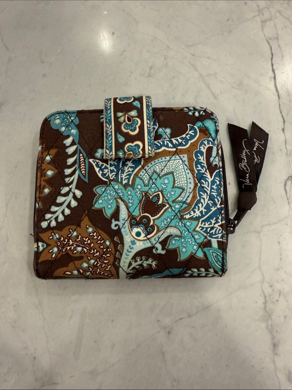 Vera Bradley Brown and Turquoise Paisley Quilted Wallet
